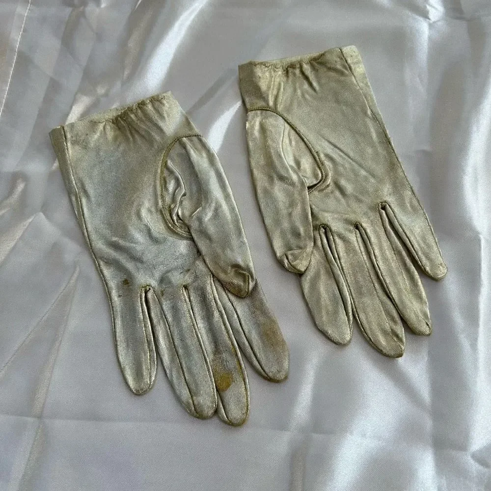 Vintage gold evening gloves XS